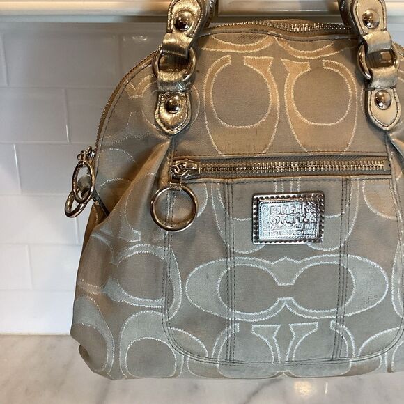 Coach Tan Signature Lurex Logo Satchel - Picture 3 of 14